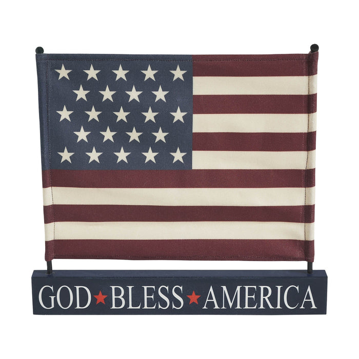 "God Bless America" Canvas Flag Sign 12x14" - Primitive Star Quilt Shop