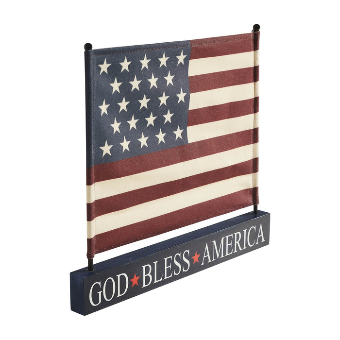 "God Bless America" Canvas Flag Sign 12x14" - Primitive Star Quilt Shop