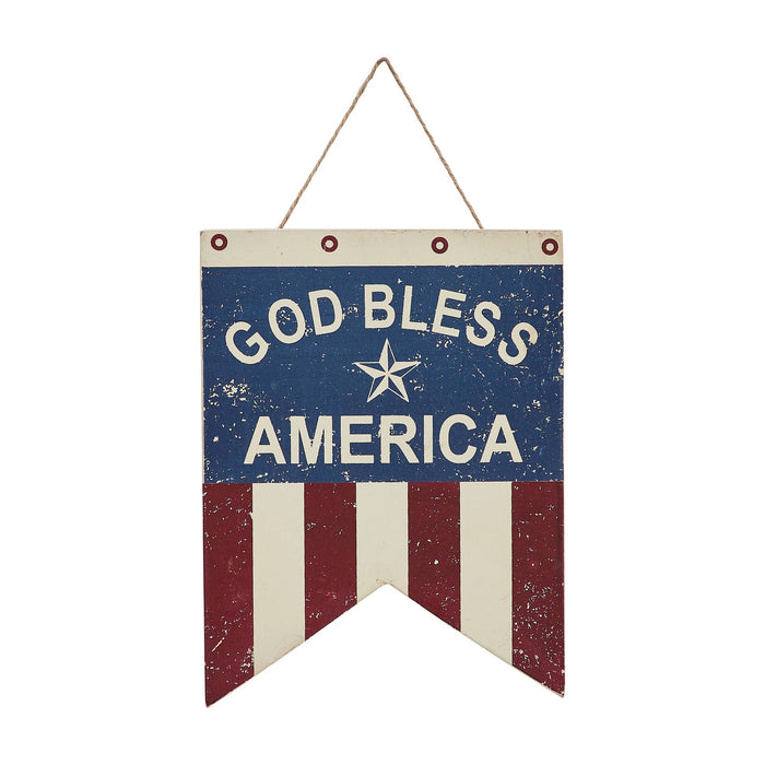 "God Bless America" Dovetail Flag Wall Decor - 8x6" - Primitive Star Quilt Shop