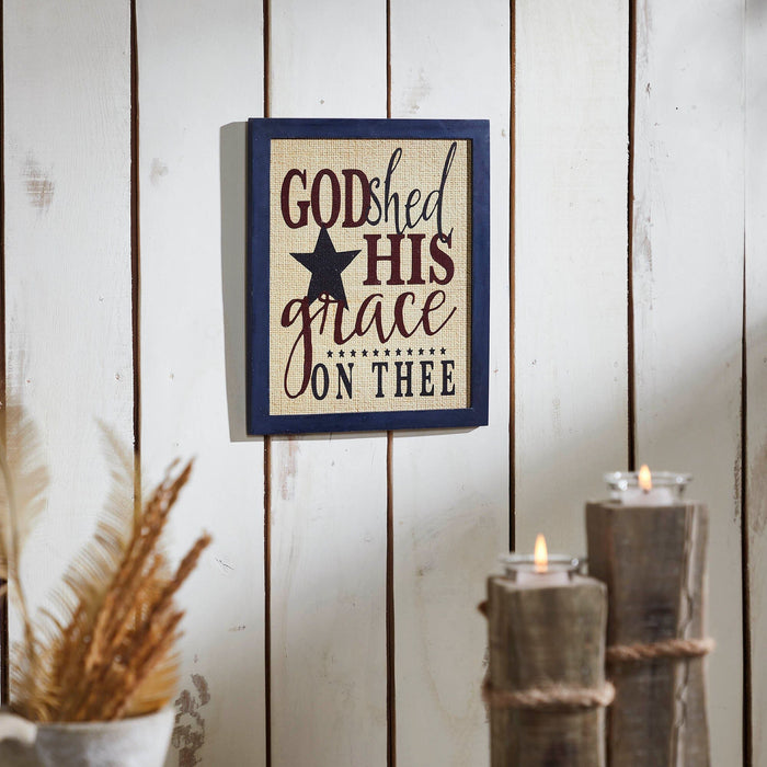 "God Shed His Grace" Framed Wall Decor - 12x10" - Primitive Star Quilt Shop