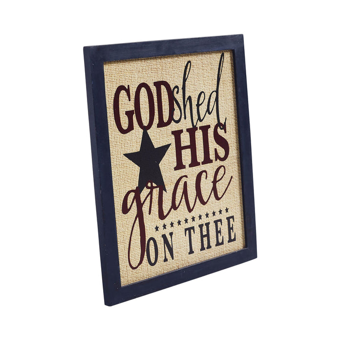"God Shed His Grace" Framed Wall Decor - 12x10" - Primitive Star Quilt Shop