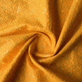 Luxurious golden mustard linen fabric with intricate embroidery and embellishments