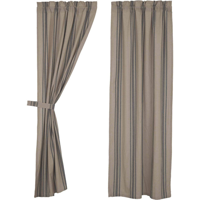 Grain Sack Charcoal Lined Panel Curtains 84" - Primitive Star Quilt Shop