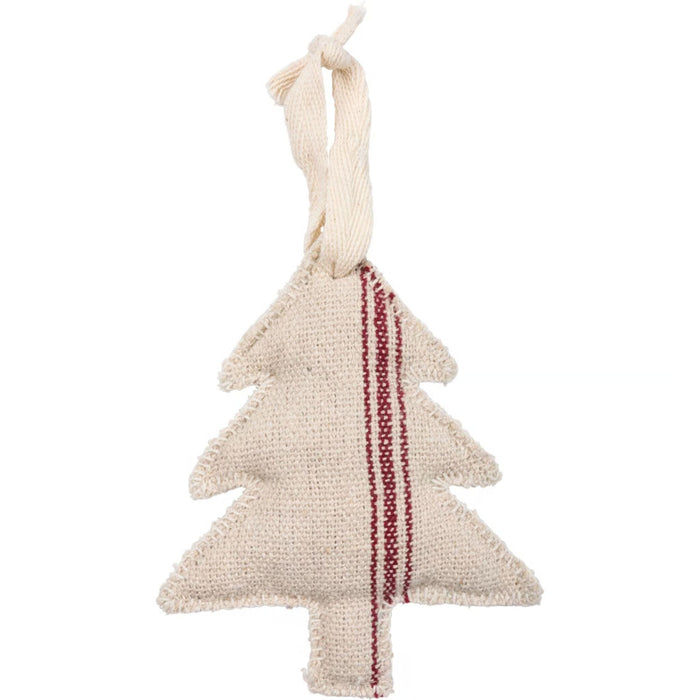 Grain Sack Red Stripe Christmas Tree Ornament - Primitive Star Quilt Shop