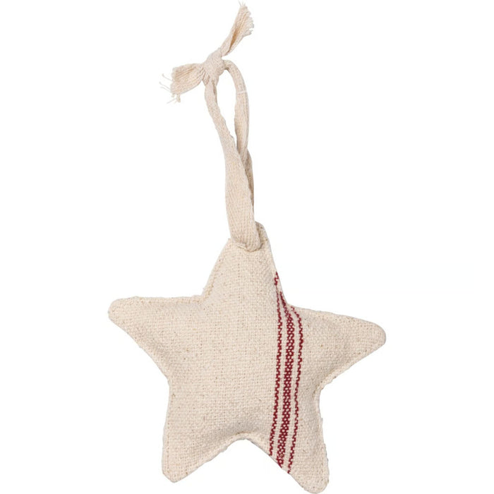 Grain Sack Red Stripe Star Ornament - Primitive Star Quilt Shop