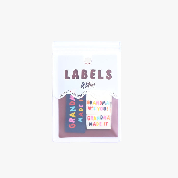 Grandma Made It and Grandma Loves You KATM sewing labels for handmade clothes and DIY sewing projects