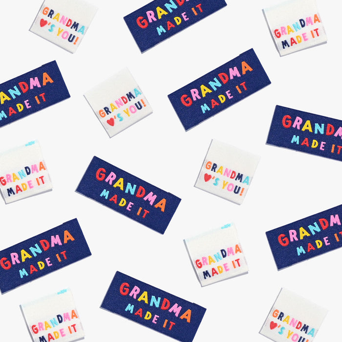 Grandma Made It and Grandma Loves You KATM sewing labels for handmade clothes and DIY sewing projects