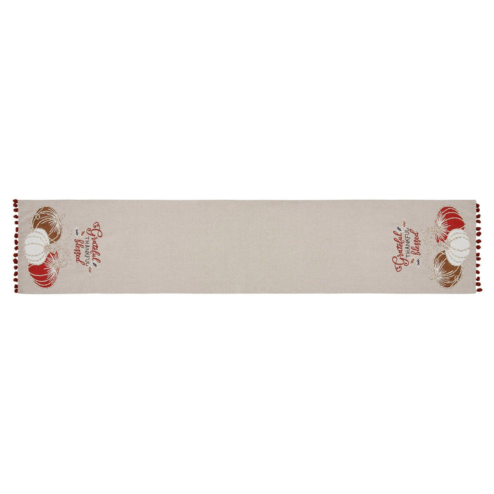 Grateful Thankful Blessed Pumpkins Runner 12x60" - Primitive Star Quilt Shop
