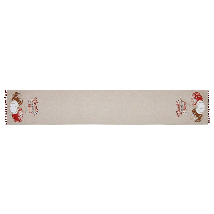 Grateful Thankful Blessed Pumpkins Runner 12x72" - Primitive Star Quilt Shop