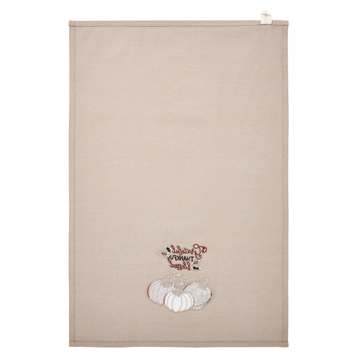 Grateful Thankful Blessed Pumpkins Tea Towel - Primitive Star Quilt Shop