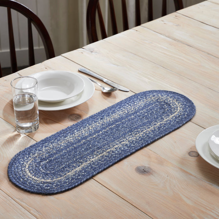 Great Falls Blue Braided Oval Runner 8x24" - Primitive Star Quilt Shop