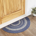 Great Falls Blue Half Circle Braided Rug 16.5x33" - Primitive Star Quilt Shop
