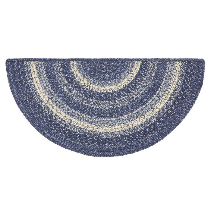 Great Falls Blue Half Circle Braided Rug 16.5x33" - Primitive Star Quilt Shop