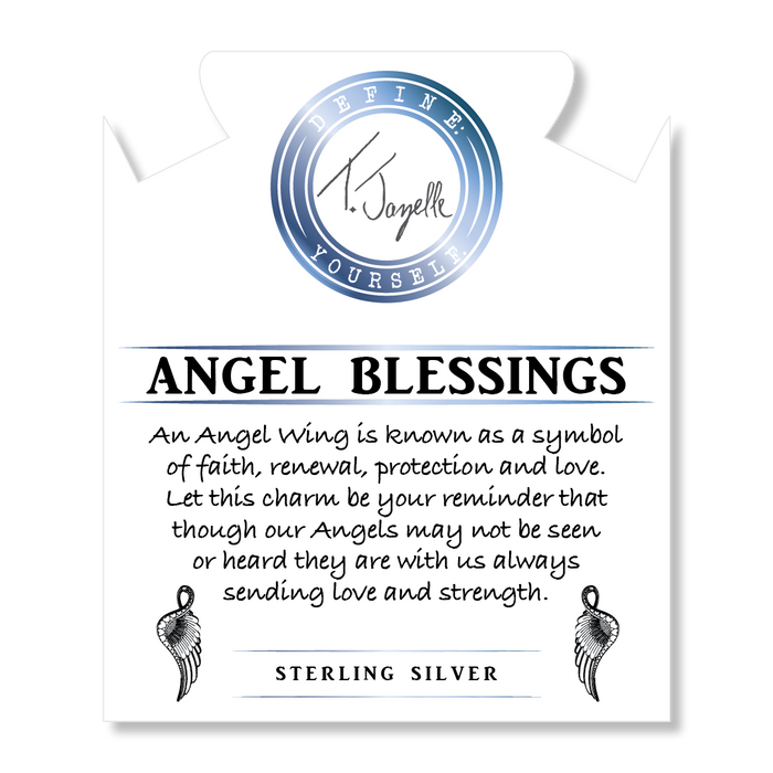 Green Angelite Stone Bracelet with Angel Blessings Sterling Silver Charm