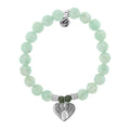 Green Angelite Stone Bracelet with Heart of Angels Sterling Silver Charm