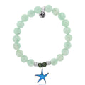 Green Angelite Stone Bracelet with Star of the Sea Sterling Silver Charm