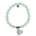 Green Angelite Stone Bracelet with Wishing Heart Sterling Silver Charm
