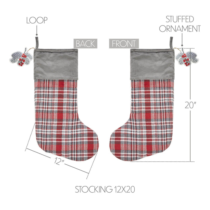 Gregor Plaid Stocking 12x20" - Primitive Star Quilt Shop