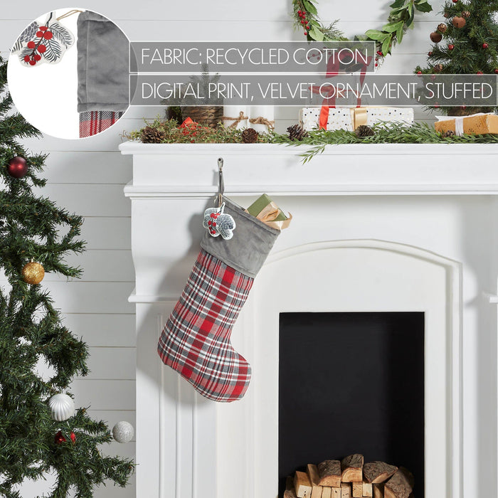 Gregor Plaid Stocking 12x20" - Primitive Star Quilt Shop