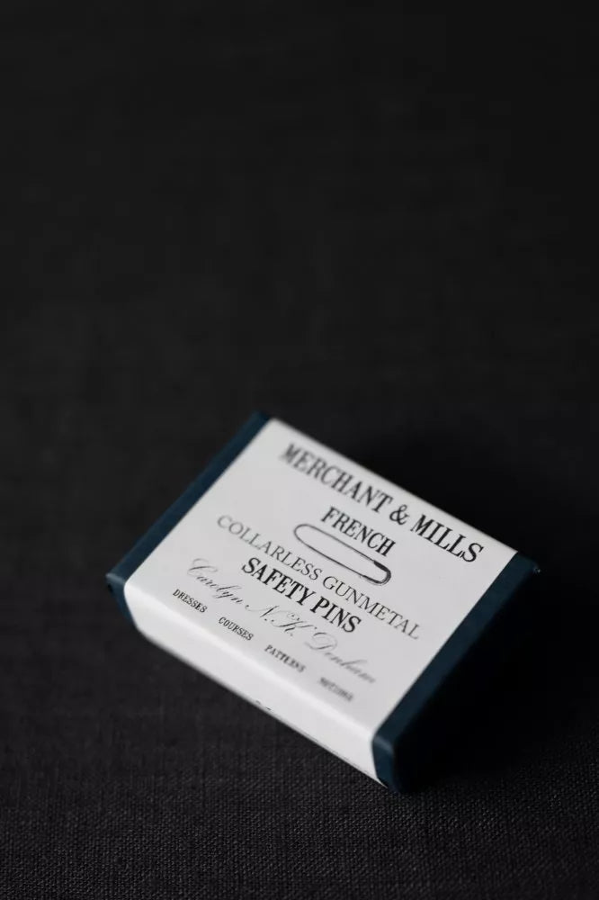 Merchant & Mills Gun Metal French Safety Pins without coil for snag-free sewing and knitting