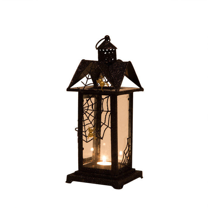 Halloween Iron/Glass Spider Hanging Lantern