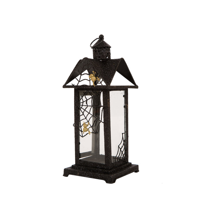 Halloween Iron/Glass Spider Hanging Lantern