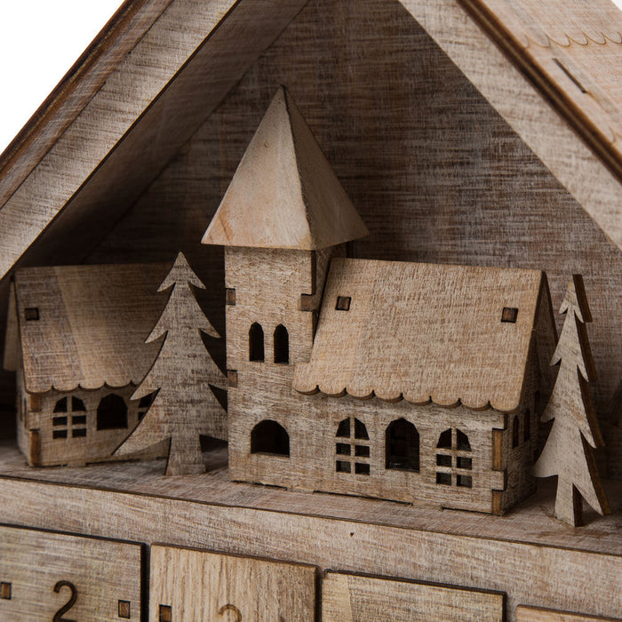 Handcrafted Wooden Christmas Countdown Advent Calendar With Drawer (Multi)