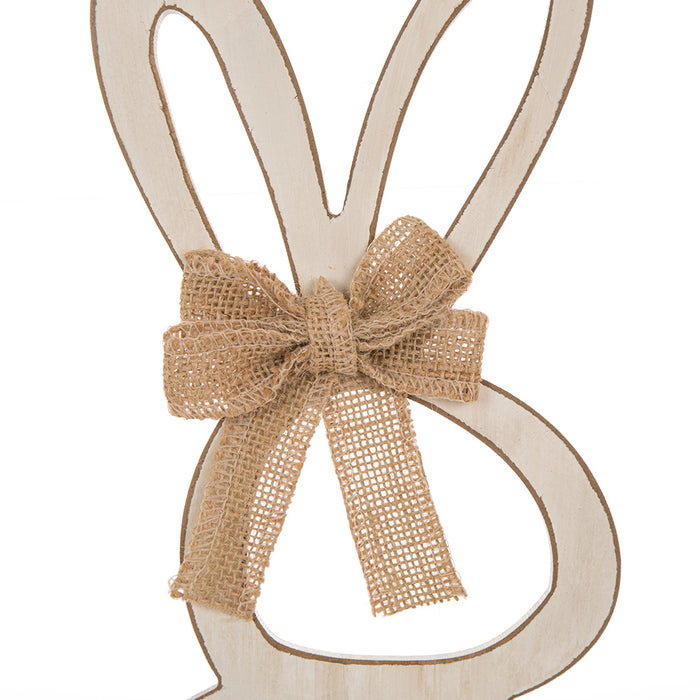 Handcrafted Wooden Monogram "W" Bunny Wall Hanging Sign