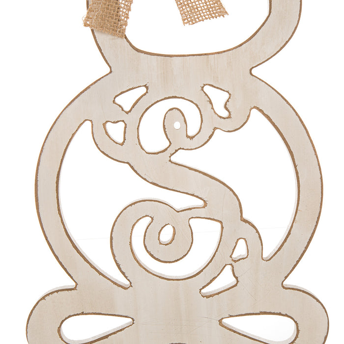 Handcrafted Wooden Monogram "W" Bunny Wall Hanging Sign