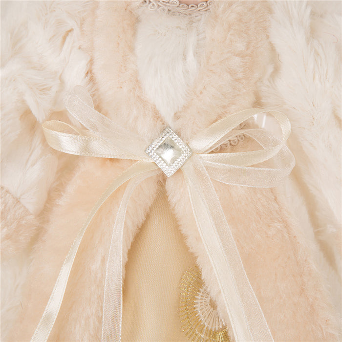 Handmade Faux Fur Angel Christmas Treetop Ornament Decoration 12" H - White