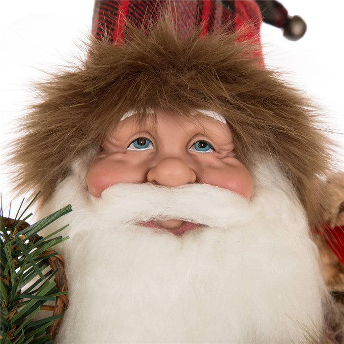 Handmade Plaid Santa Claus Figure Christmas Decoration Ornaments Holiday Decor 18-inch