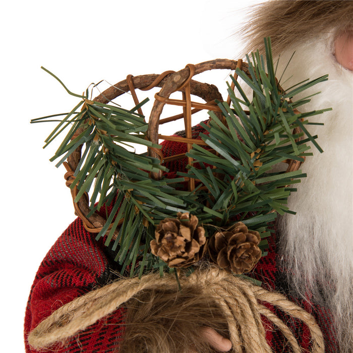 Handmade Plaid Santa Claus Figure Christmas Decoration Ornaments Holiday Decor 18-inch