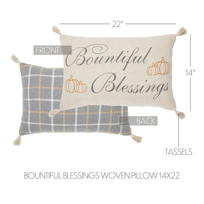 Harvest Blessings Bountiful Blessings Pillow 14x22" - Primitive Star Quilt Shop