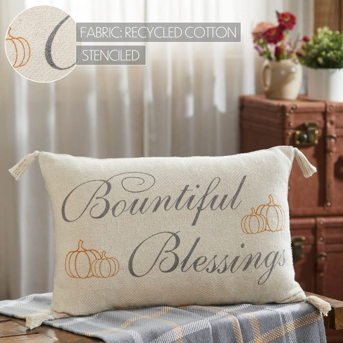 Harvest Blessings Bountiful Blessings Pillow 14x22" - Primitive Star Quilt Shop