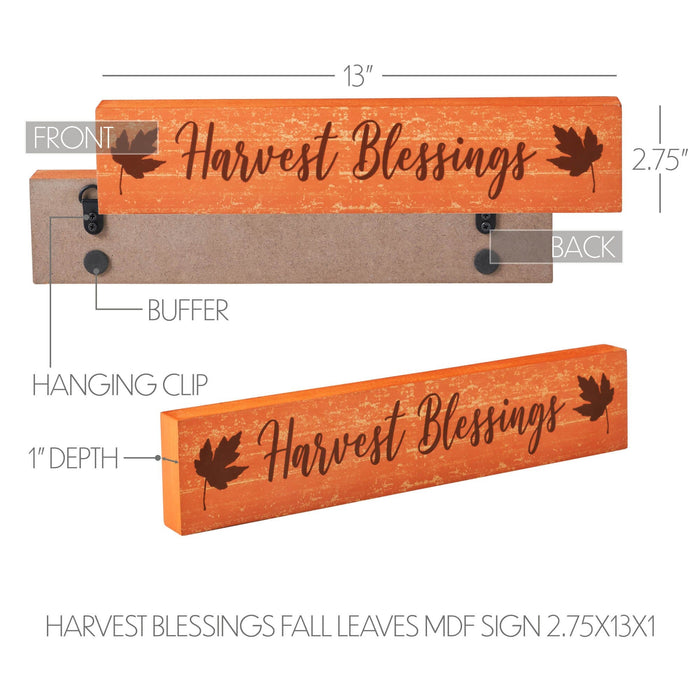 Harvest Blessings Fall Leaves Sign - Primitive Star Quilt Shop