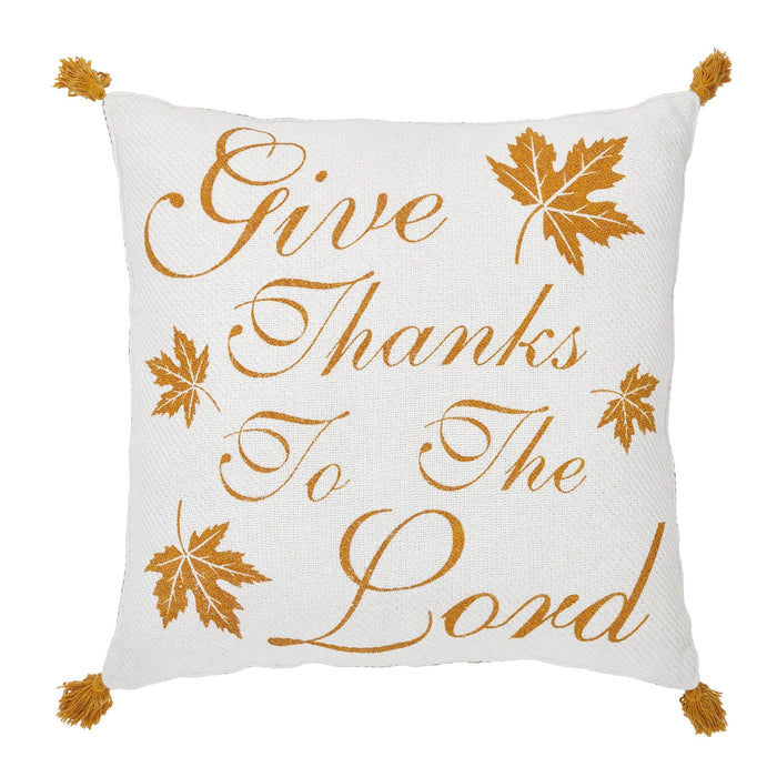 Harvest Blessings Give Thanks Pillow 18x18" - Primitive Star Quilt Shop