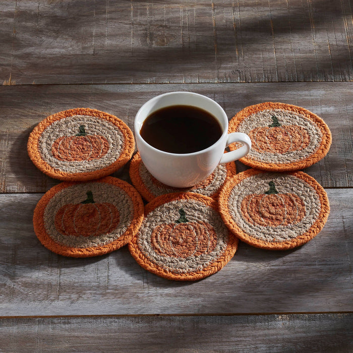 Harvest Blessings Natural Stencil Coaster - Set of 6 - Primitive Star Quilt Shop