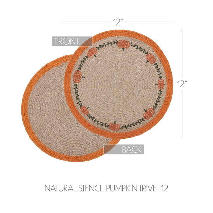 Harvest Blessings Natural Stencil Pumpkin Trivet 12" - Primitive Star Quilt Shop