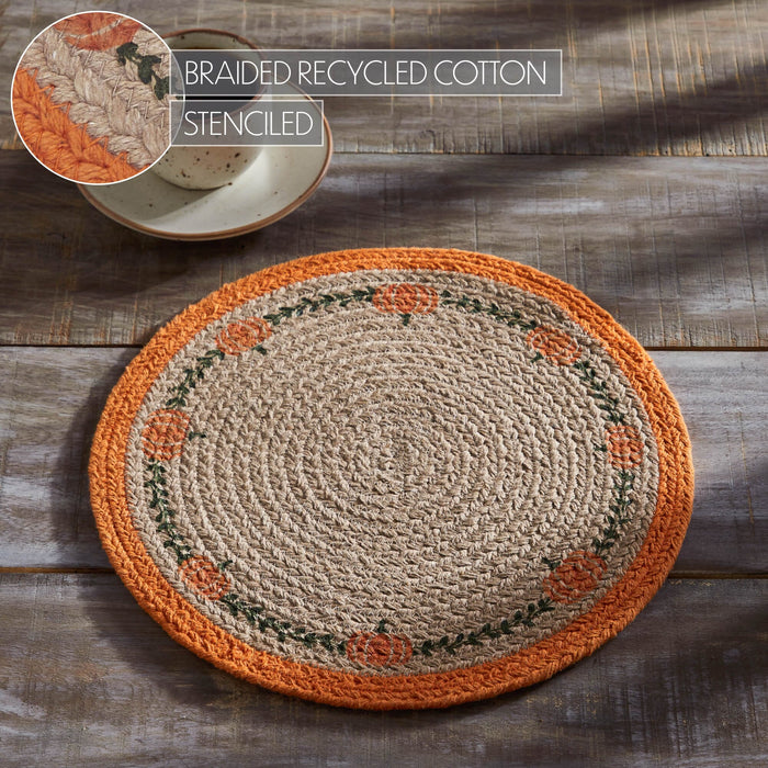Harvest Blessings Natural Stencil Pumpkin Trivet 12" - Primitive Star Quilt Shop