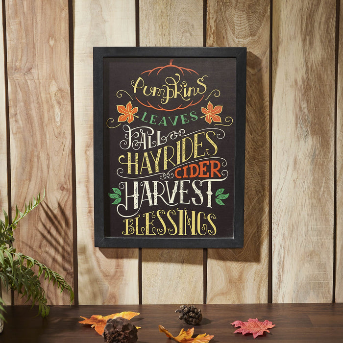 Harvest Blessings Phrases Black Sign - Primitive Star Quilt Shop