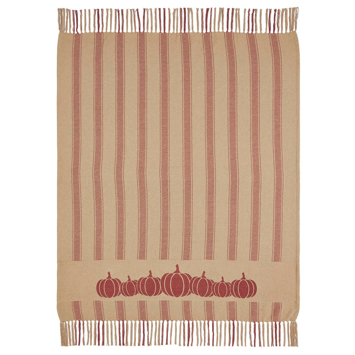 Harvest Blessings Pumpkin Patch Stripe Woven Throw - Primitive Star Quilt Shop
