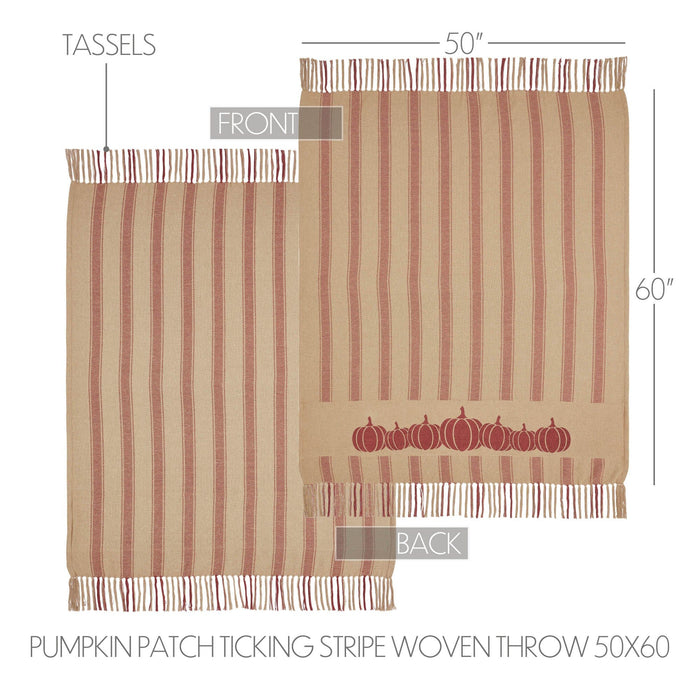 Harvest Blessings Pumpkin Patch Stripe Woven Throw - Primitive Star Quilt Shop