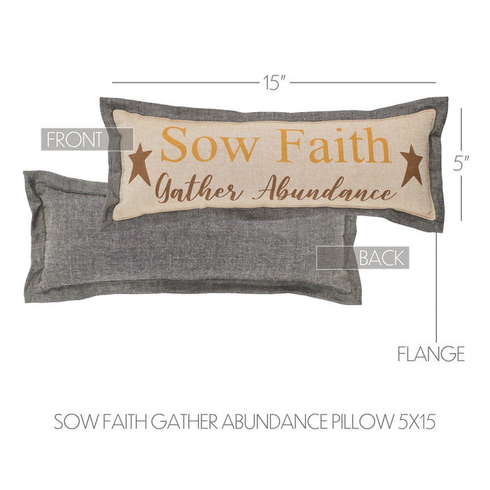 Harvest Blessings Sow Faith Pillow 5x15" - Primitive Star Quilt Shop