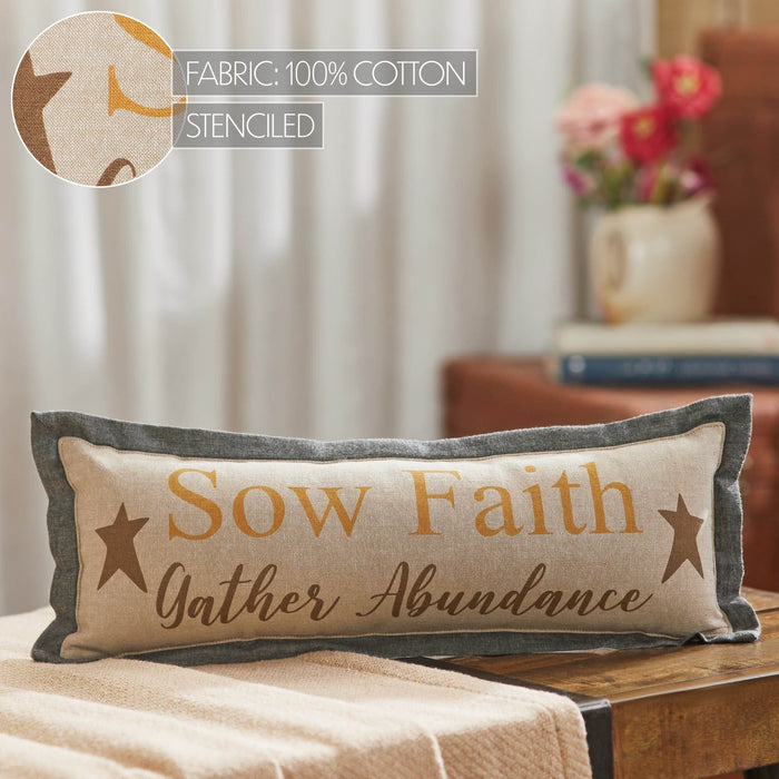 Harvest Blessings Sow Faith Pillow 5x15" - Primitive Star Quilt Shop