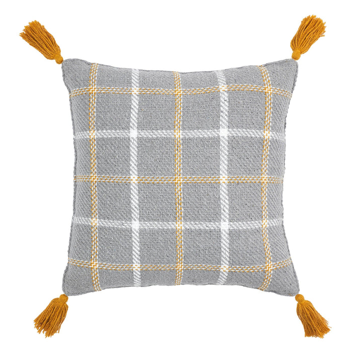 Harvest Blessings Woven Plaid Pillow 12x12" - Primitive Star Quilt Shop