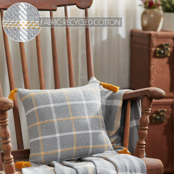 Harvest Blessings Woven Plaid Pillow 12x12" - Primitive Star Quilt Shop