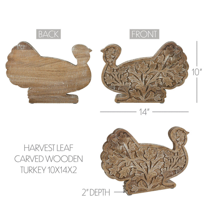 Harvest Leaf Carved Wooden Turkey - 10x14" - Primitive Star Quilt Shop