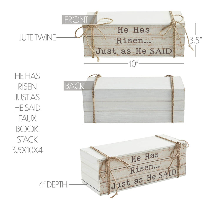 "He Has Risen" Faux Book Stack 3.5x10" - Primitive Star Quilt Shop