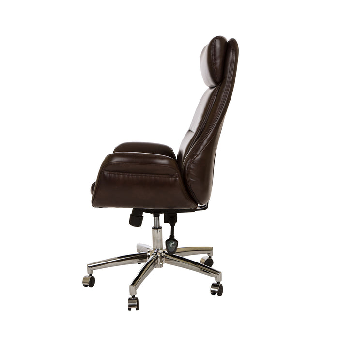 High-Back Adjustable Bonded Leather Executive Swivel Office Chair, Coffee
