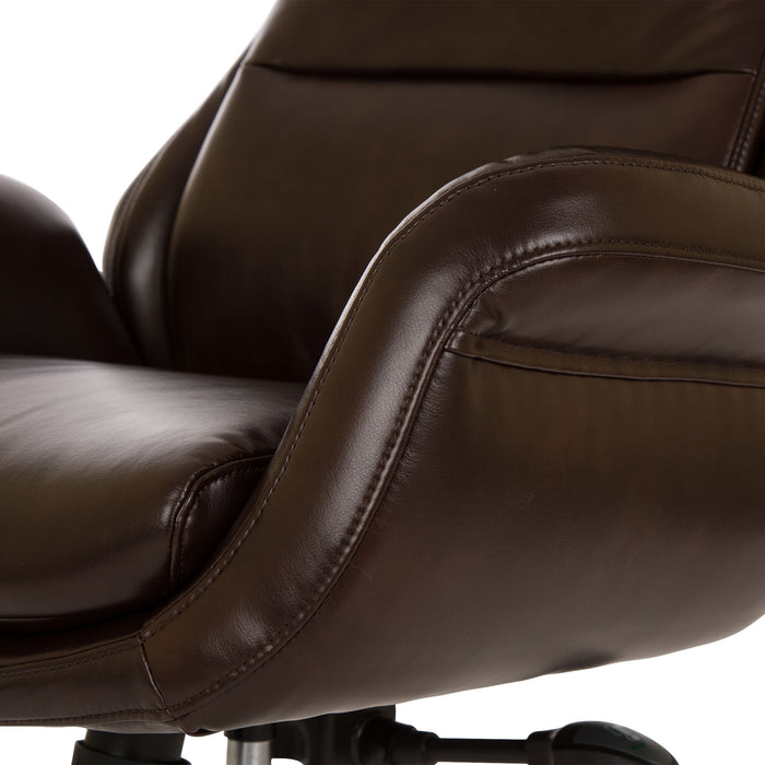 High-Back Adjustable Bonded Leather Executive Swivel Office Chair, Coffee